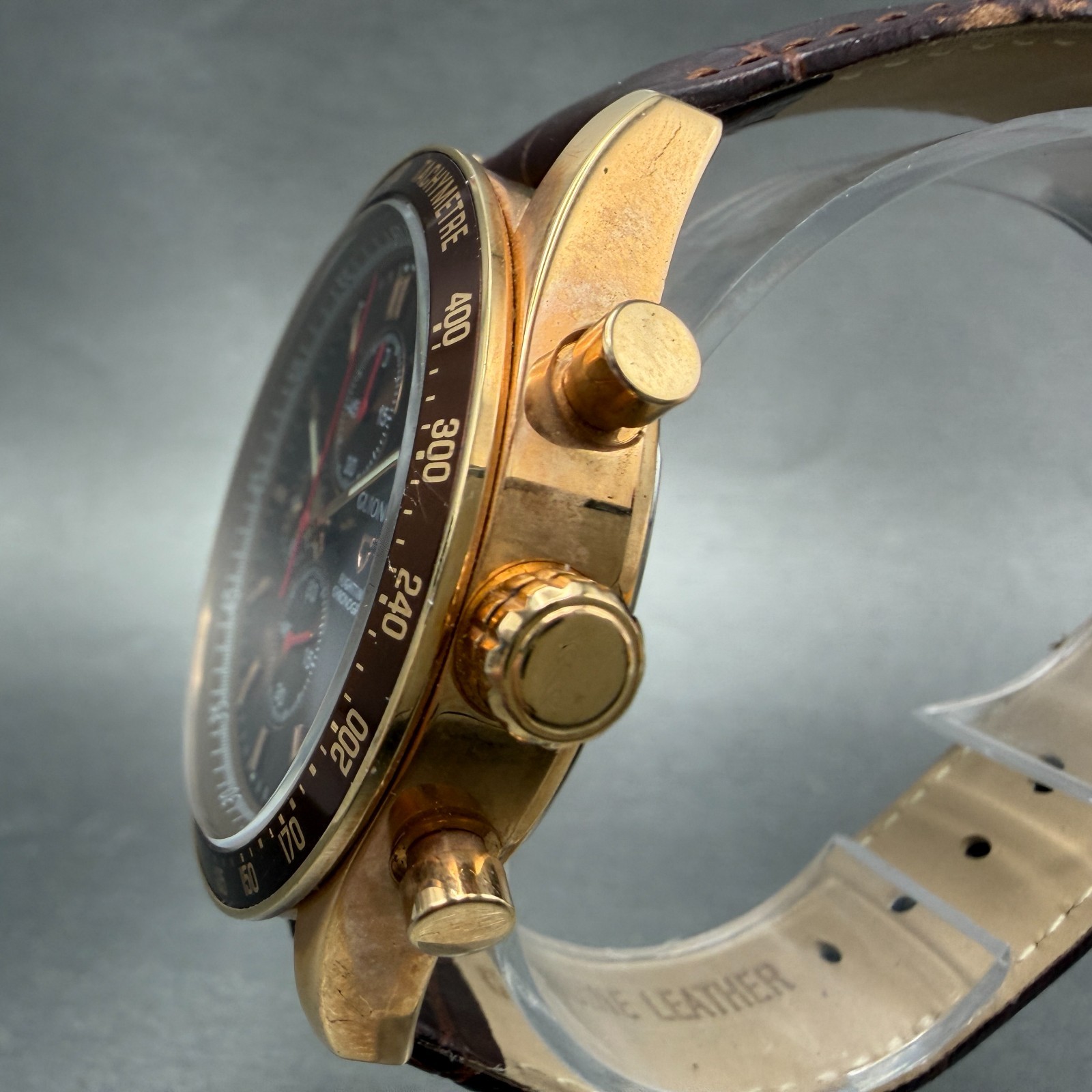 Guionnet Flighttimer Chronograph Watch Men 42mm Brown Dial Rose Gold Date NewBat