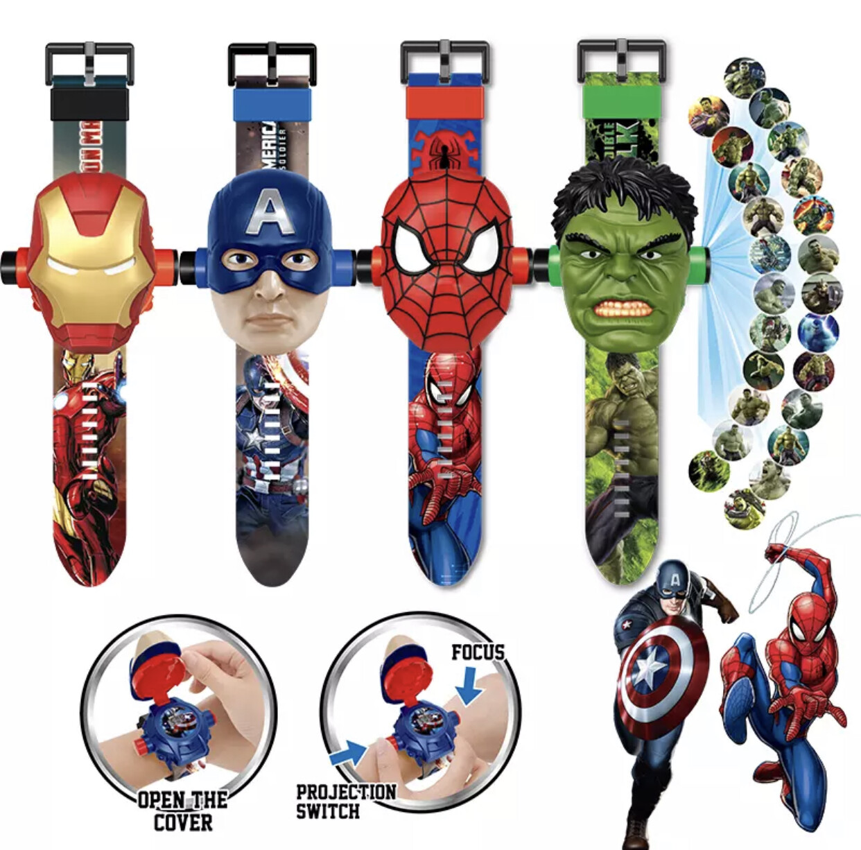 Marvel Superheroes Spiderman Captain Ironman Hulk Thanos 3D Kids Digital Watch