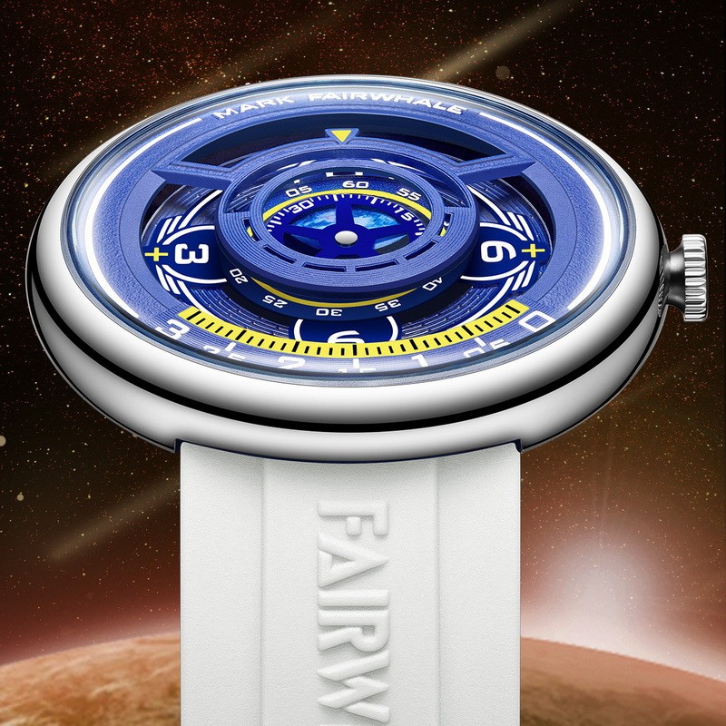 MARK FAIRWHALE Men’s Rotatable Earth Timing Disk Motion Trail Quartz Wristwatch