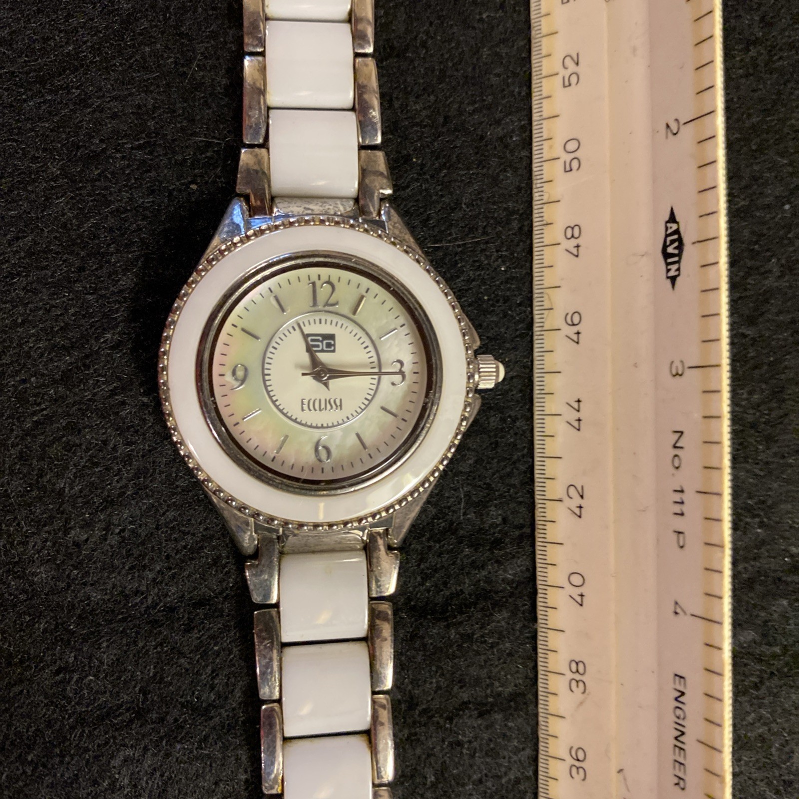 Ecclissi Sterling Silver .925 Watch Women’s White Ceramic Band New Battery