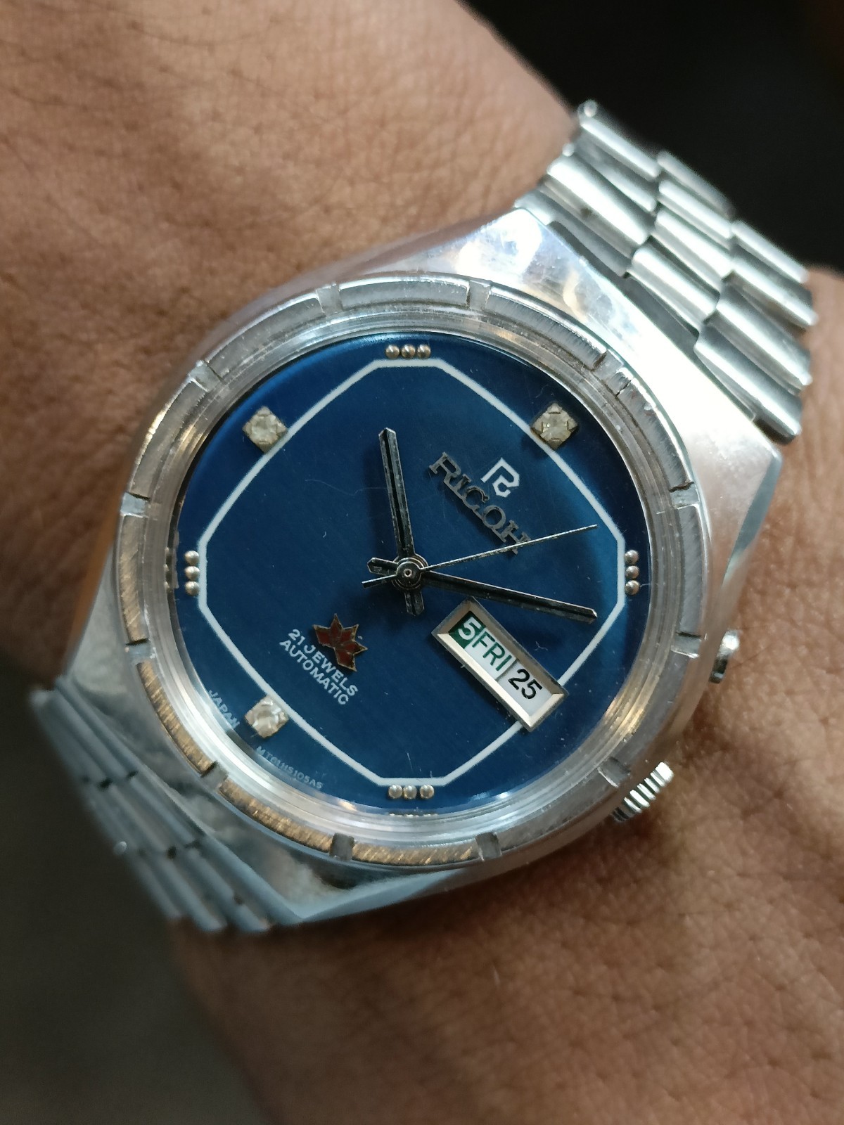 RICOH 21J AUTOMATIC BLUE DIAL 061565AA JAPAN MEN’S WORKING CONDITION