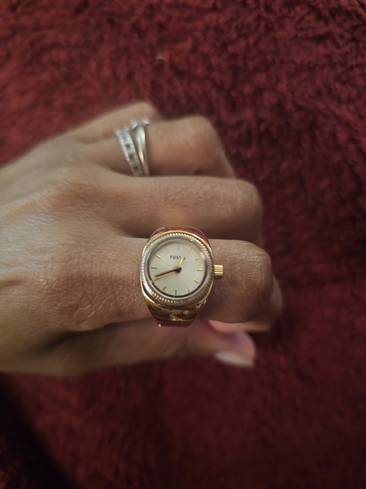 Fossil Women’s Watch Ring Two-Hand Gold-Tone Stainless Steel 15mm – Yellow