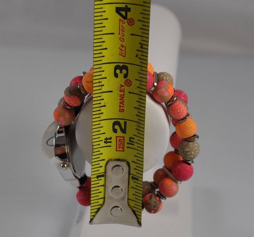 Jilzarah Southern Peach Round Watch Polymer Clay Beads Handcrafted Artisan G22