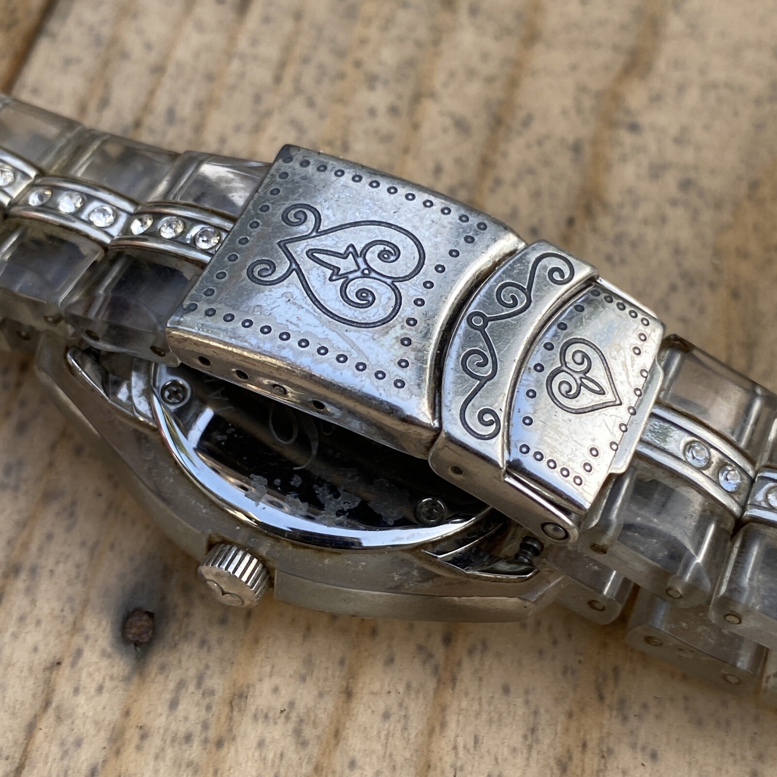 Brighton Dana Point Crystal Bezel Clear Ceramic Bracelet With Stones Watch