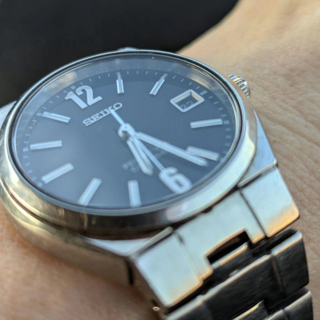 SEIKO Perpetual Calendar 8F32-00M0 Quartz Watch 36mm Black Dial Stainless Steel