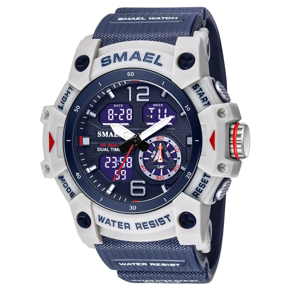 8007 Men’s Outdoor Transparent Dual Display Waterproof Luminous Watch