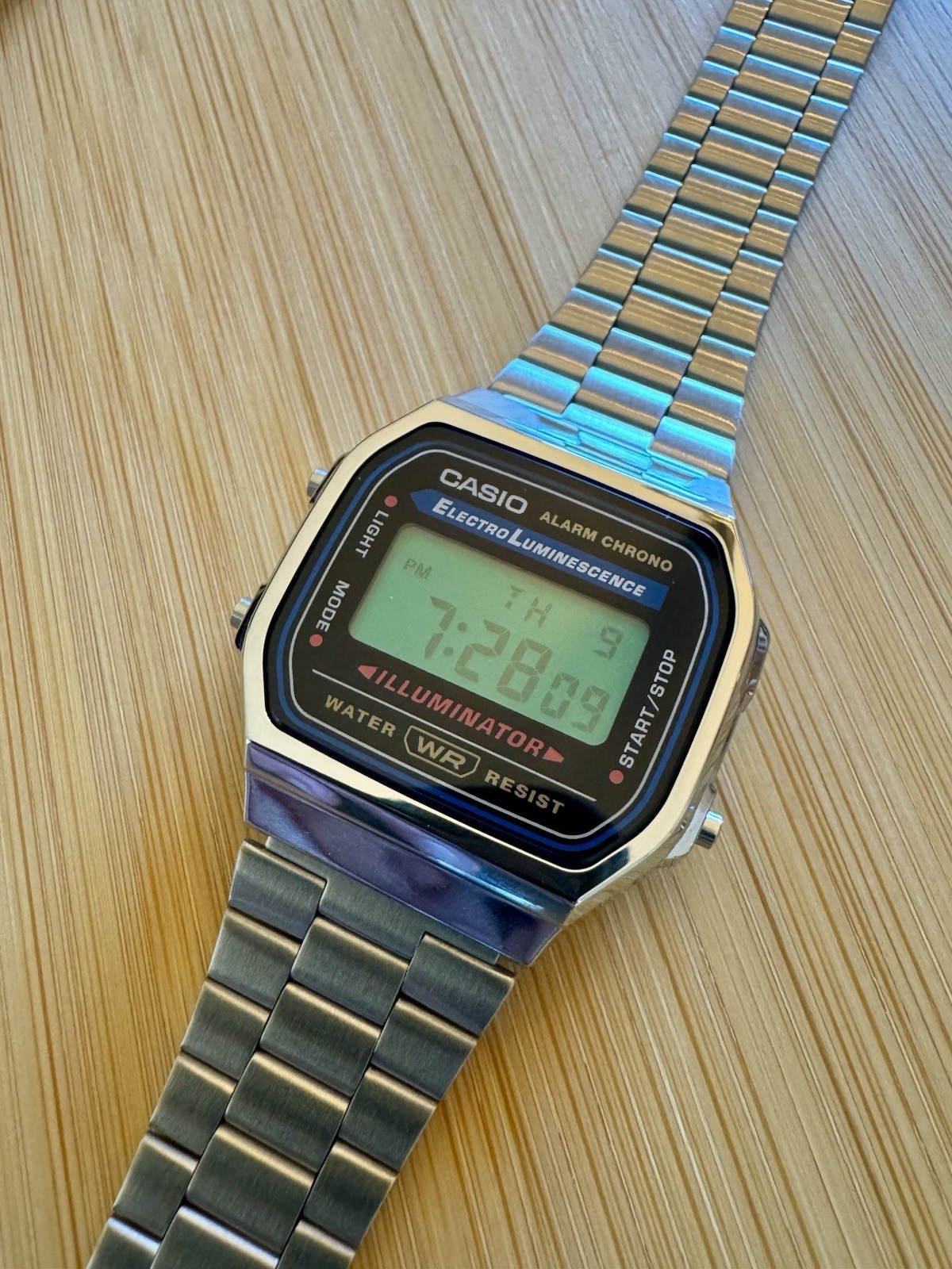 Casio A168WA-1 with Stainless Steel Band GREEN MOD FILM