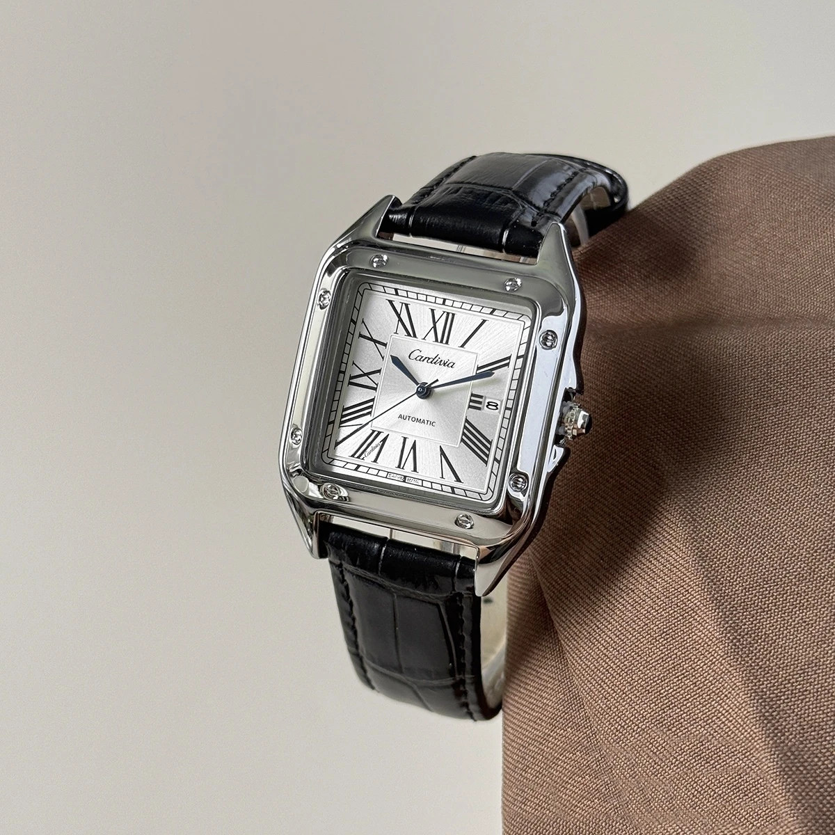 Women’s Square Watch Roman Dial Leather Strap Waterproof Dress Watch