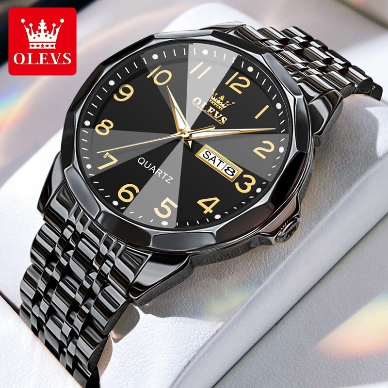 OLEVS Luxury Men’s Quartz Watch Business 3 Bar Luminous Stainless Steel Watch