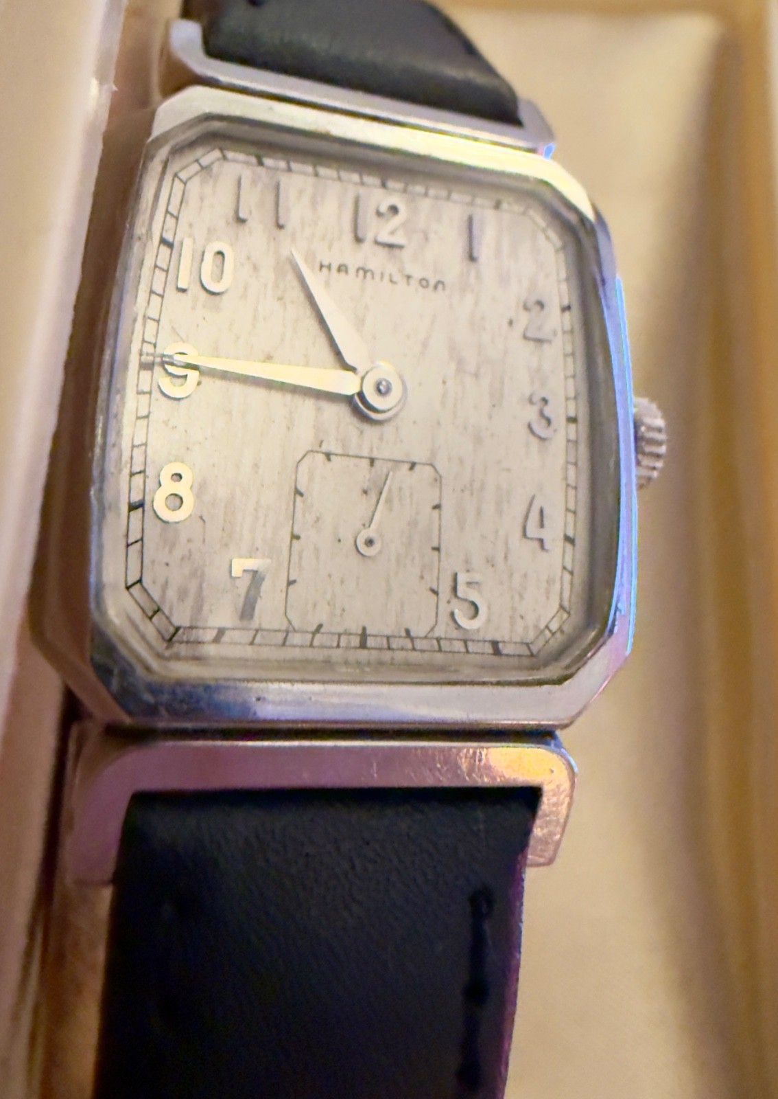 Vintage Hamilton Raymon 747 17J Stainless Steel + Original Boxes Art Deco Watch