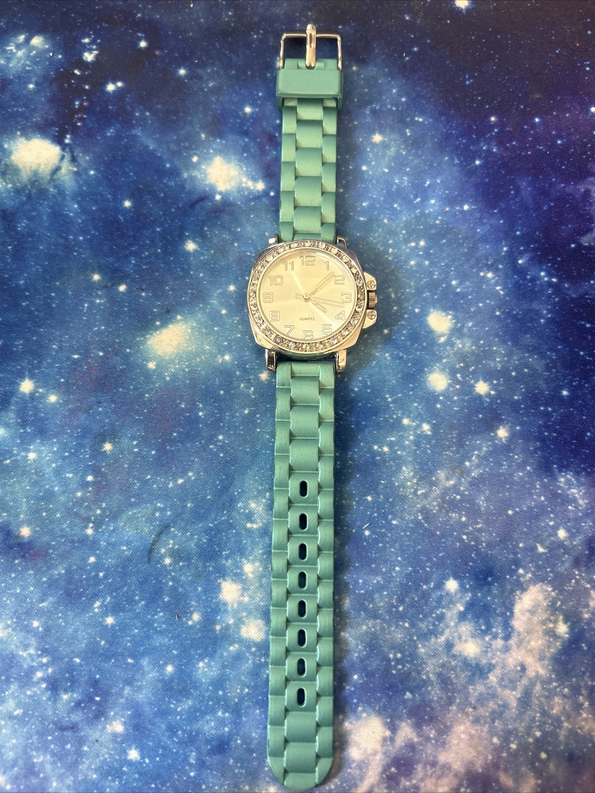 Collezio Teal Crystal Dial Rubber Silicone Band Watch