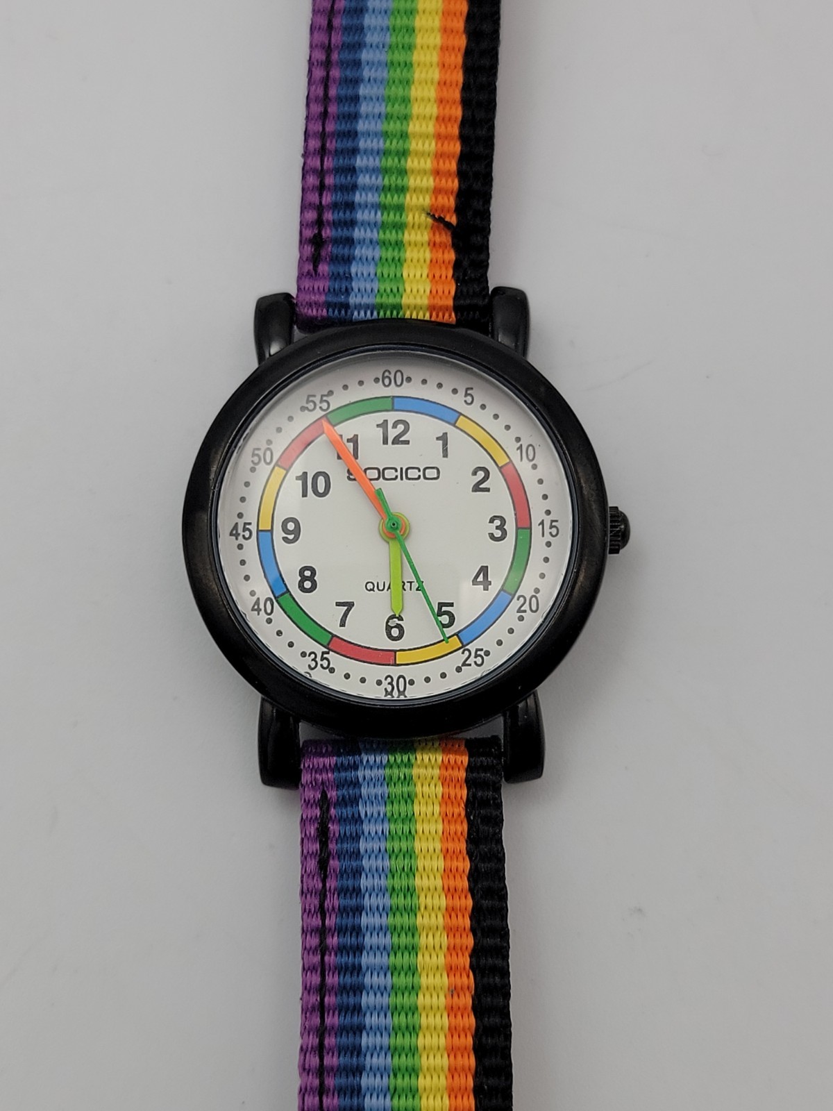 Socico Women Watch 30mm Rainbow Canvas Band 5.25″-7.25″, Runs