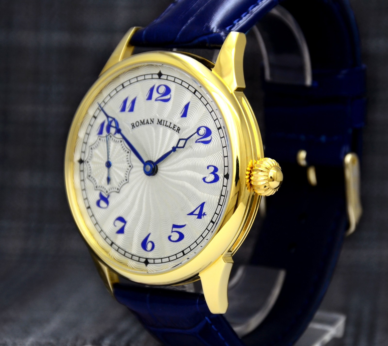 Men’s Luxury Gold Watch with Silver Dial Engraved watch Gift for Husband Miller