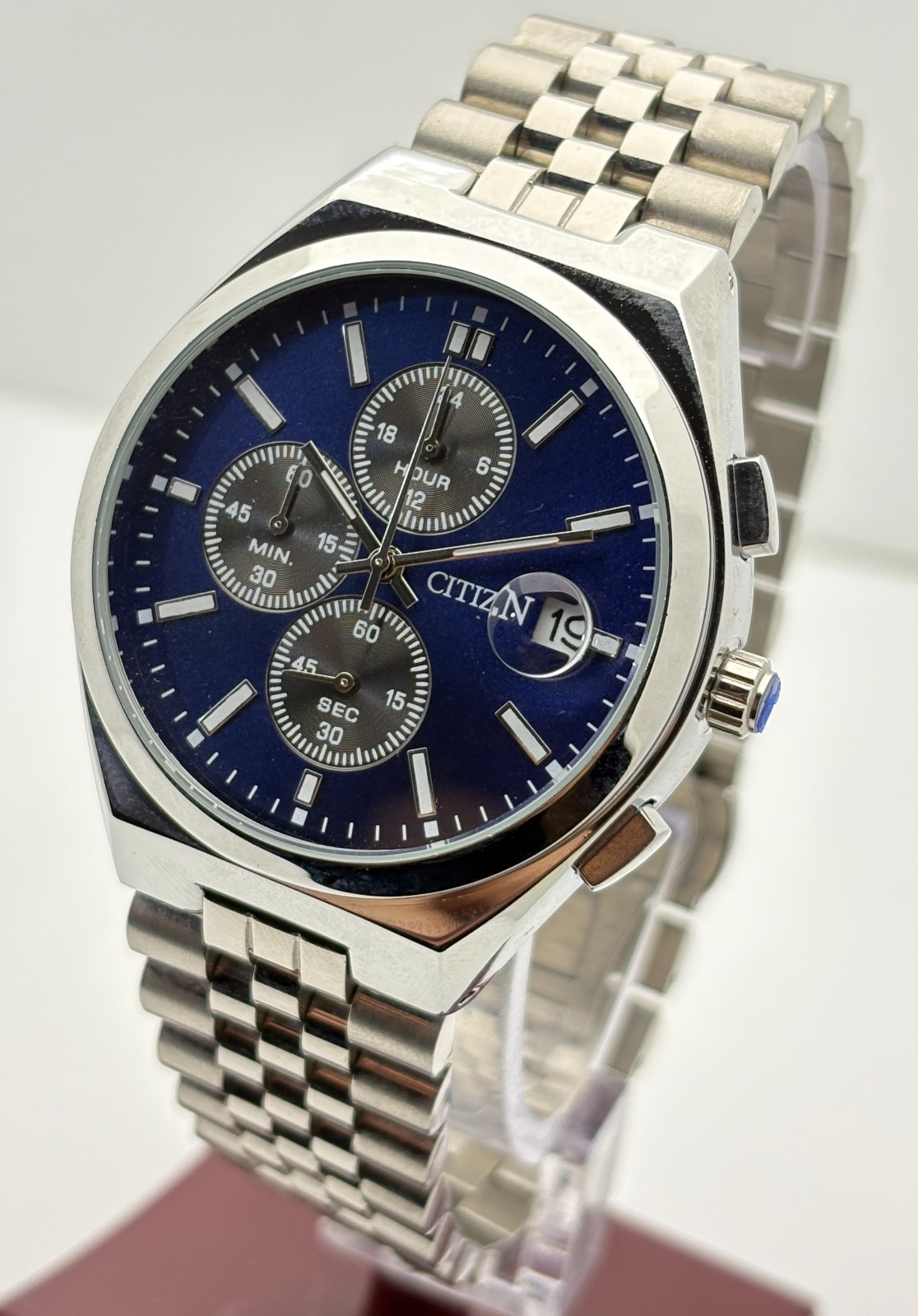Refurbished Citizen Eco-Drive Chrono Quartz Blue Dial Sub-Sec/Date Wristwatch