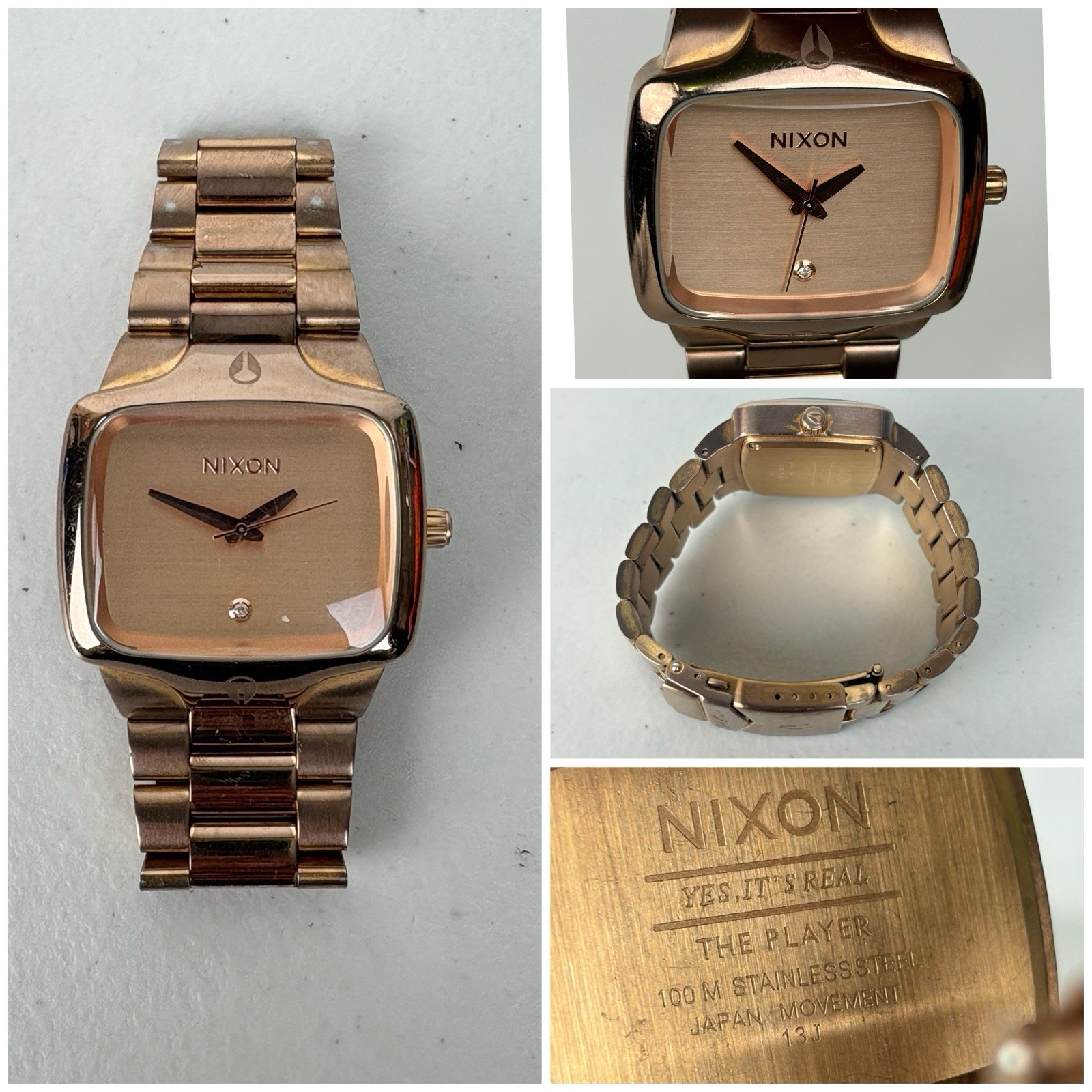 Nixon The Player Yellow Gold Toned Watch Stainless Steel Nixon Wristwatch
