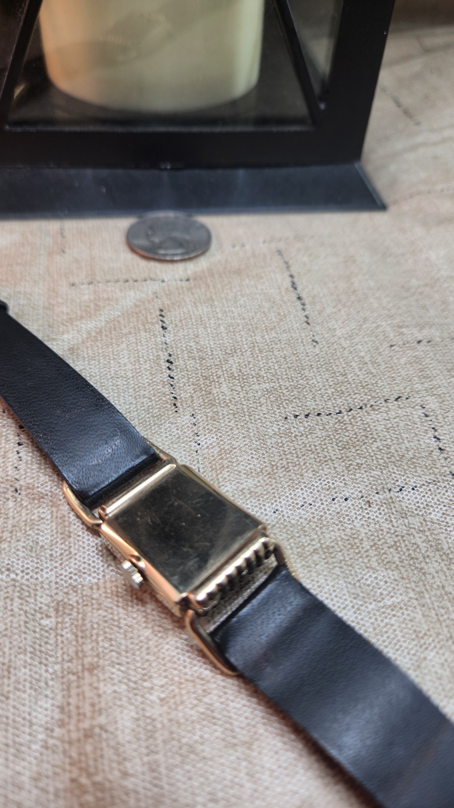 Vintage Lord Elgin Drivers Gold Filled 21J Black Dial Wristwatch 626 NS