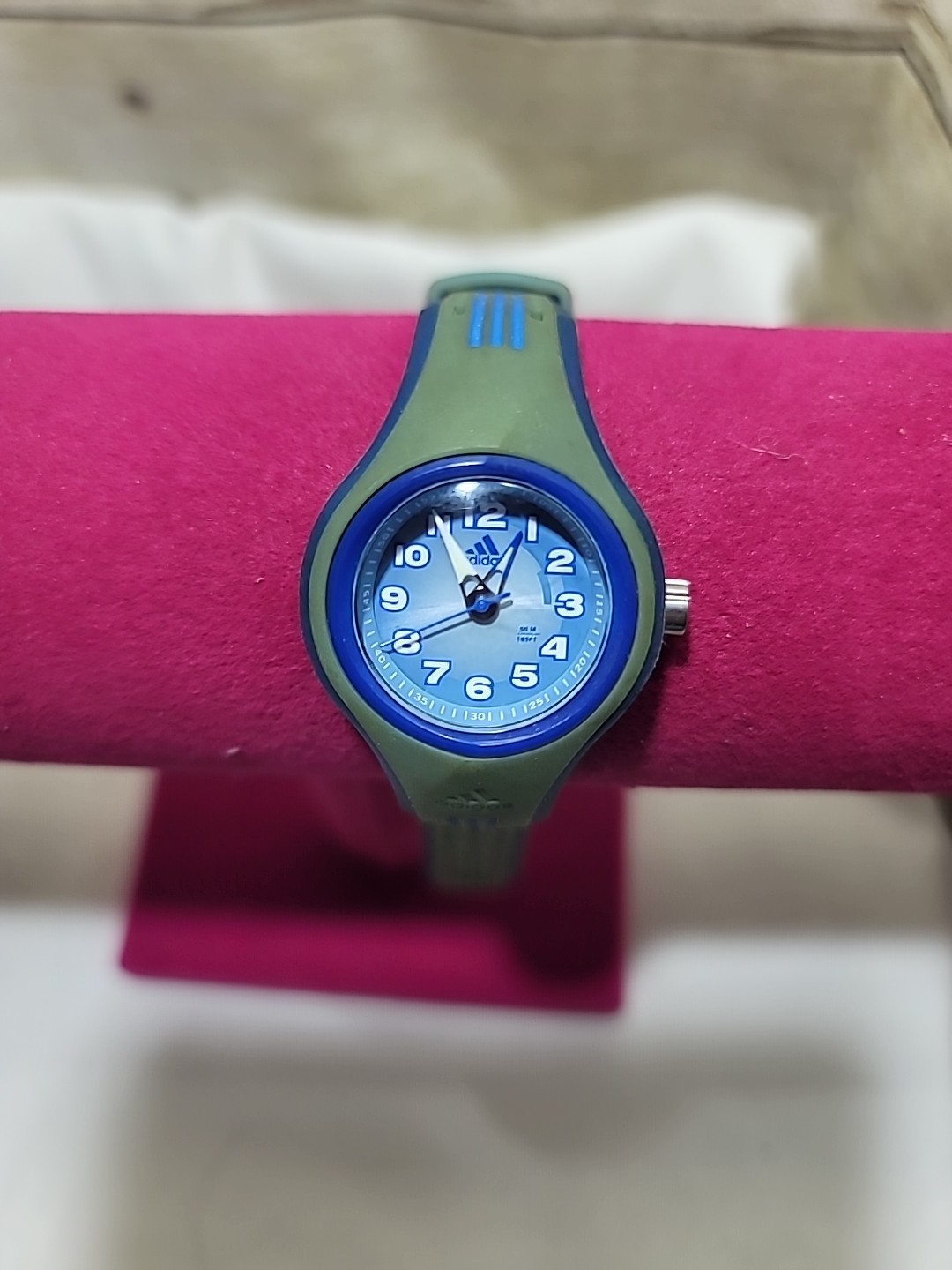 Women’s Adidas Blue & Green Quartz Sport Watch w/ Rubber Silicone Case & Band