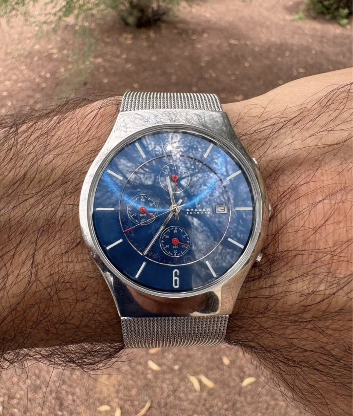 Skagen Havene chronograph Denmark Mens watch Blue Dial EUC