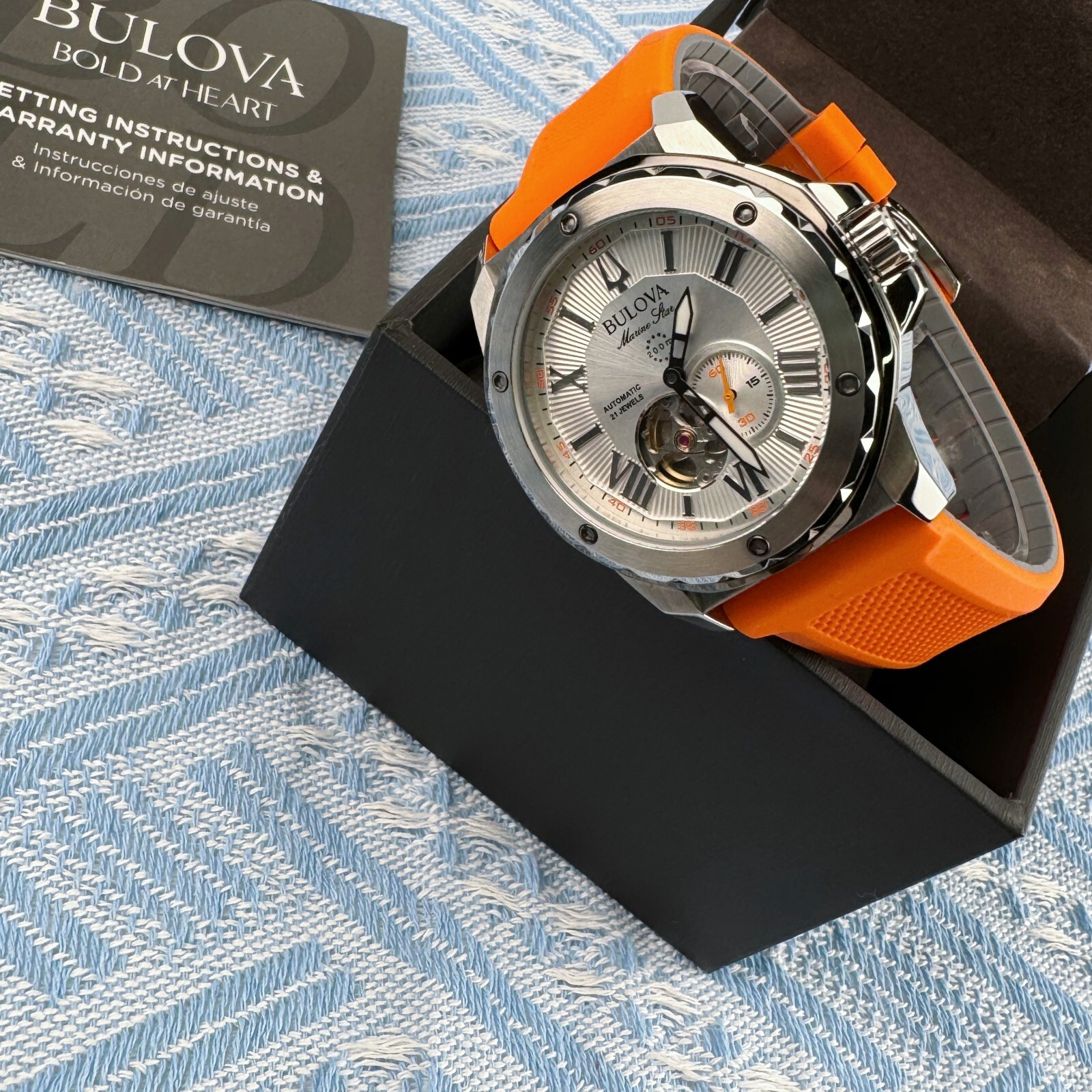 New Bulova Marine Star Automatic Men’s Watch Silver Dial 45mm/98A226