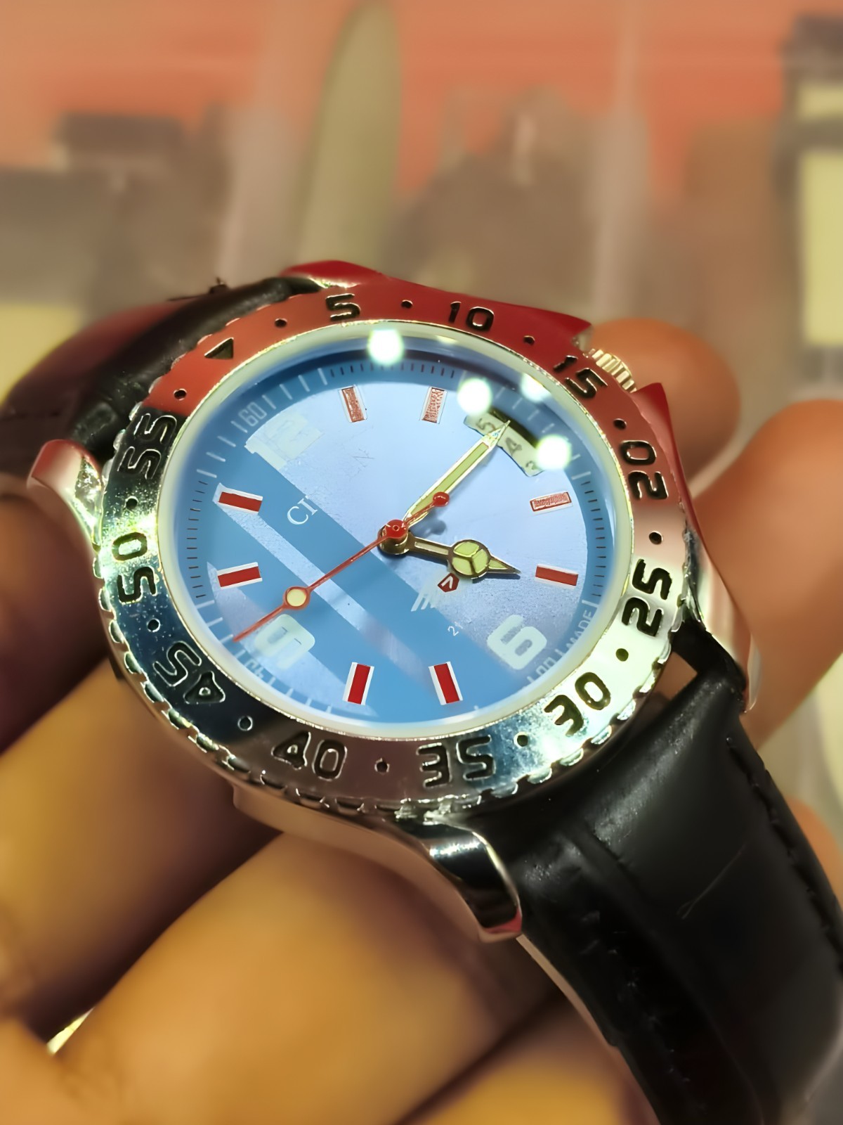 Automatic 8200 21Jewels Restored Blue Dial Date Mens Watch Vintage 45