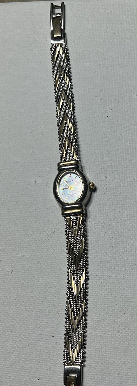 1930’s Sharp Ultra Light Watch Fiery MOP Dial Genuine Diamond woman two tone