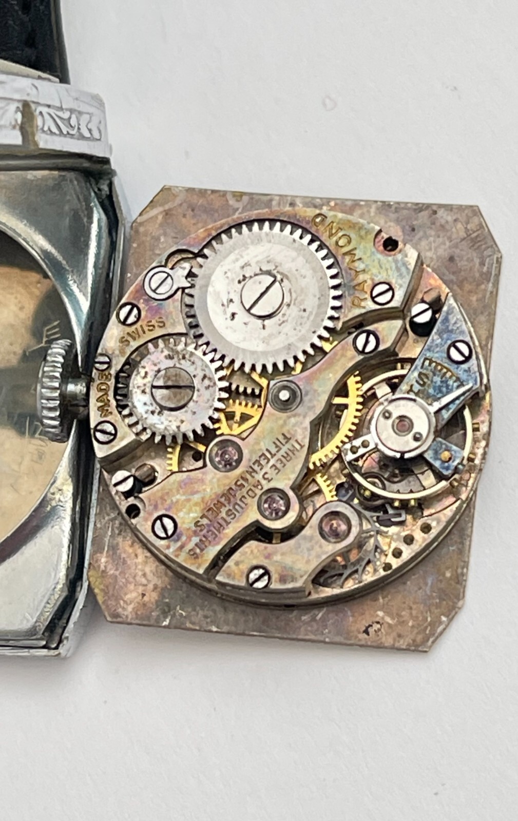 Antique RAYMOND Watch 15 Jewels 3 Adjustments Chromium Plated Antique Watch
