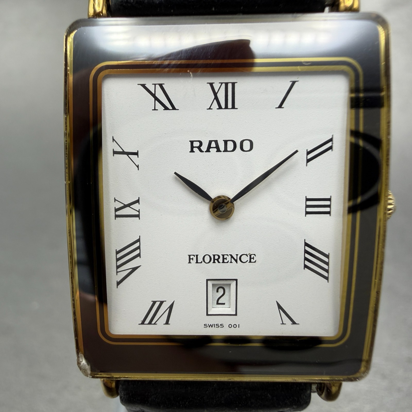 Rado Florence Watch Men 24mm White Dial Gold Tone Date 160.3605.2N New battery