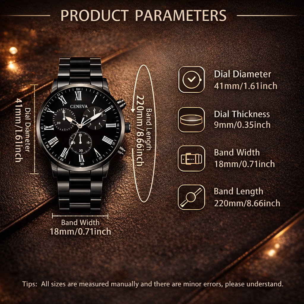 2pcsWaterproof Watch Stainless Steel Quartz Luminous Classic Business Wristwatch