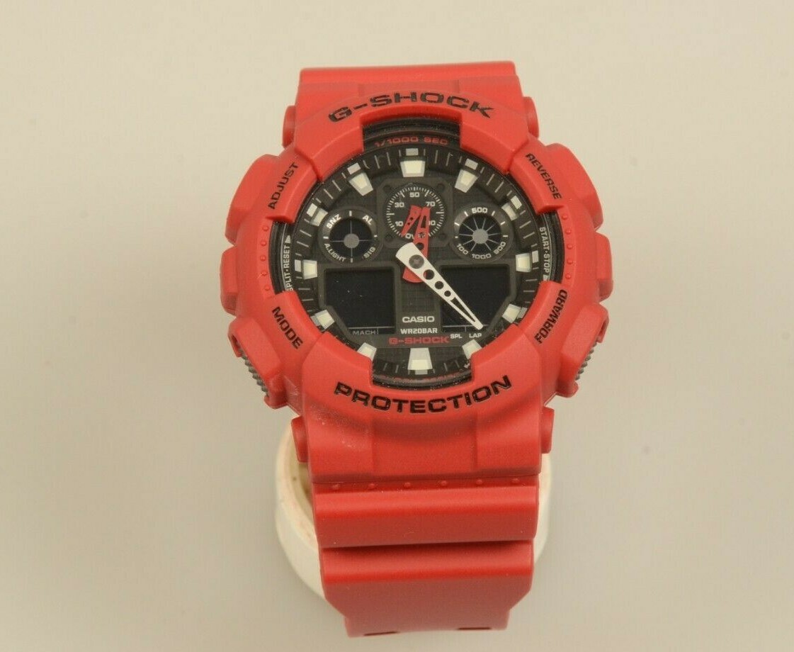 Casio G-SHOCK GA-100B RED ANALOG DIGITAL 51.2MM MEN’S WATCH NEW Needs Battery