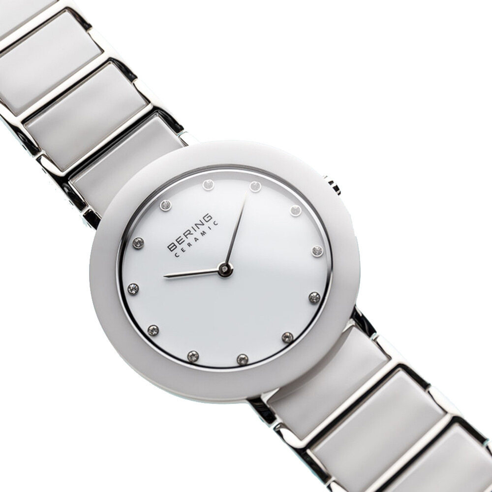 Bering Time Ceramic Silver Stainless Steel Ceramic Links Women’s Watch 11435-754