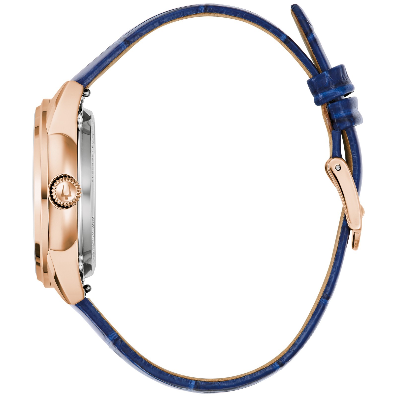 Bulova Women’s Sutton Open Aperture Navy Leather Automatic Watch 34MM 97L180