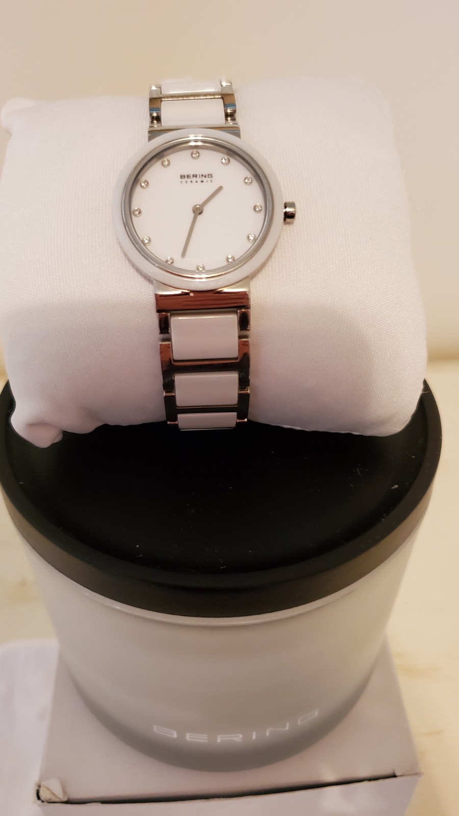 Bering Time Ceramic Silver Stainless Steel Ceramic Links Women’s Watch 11435-754