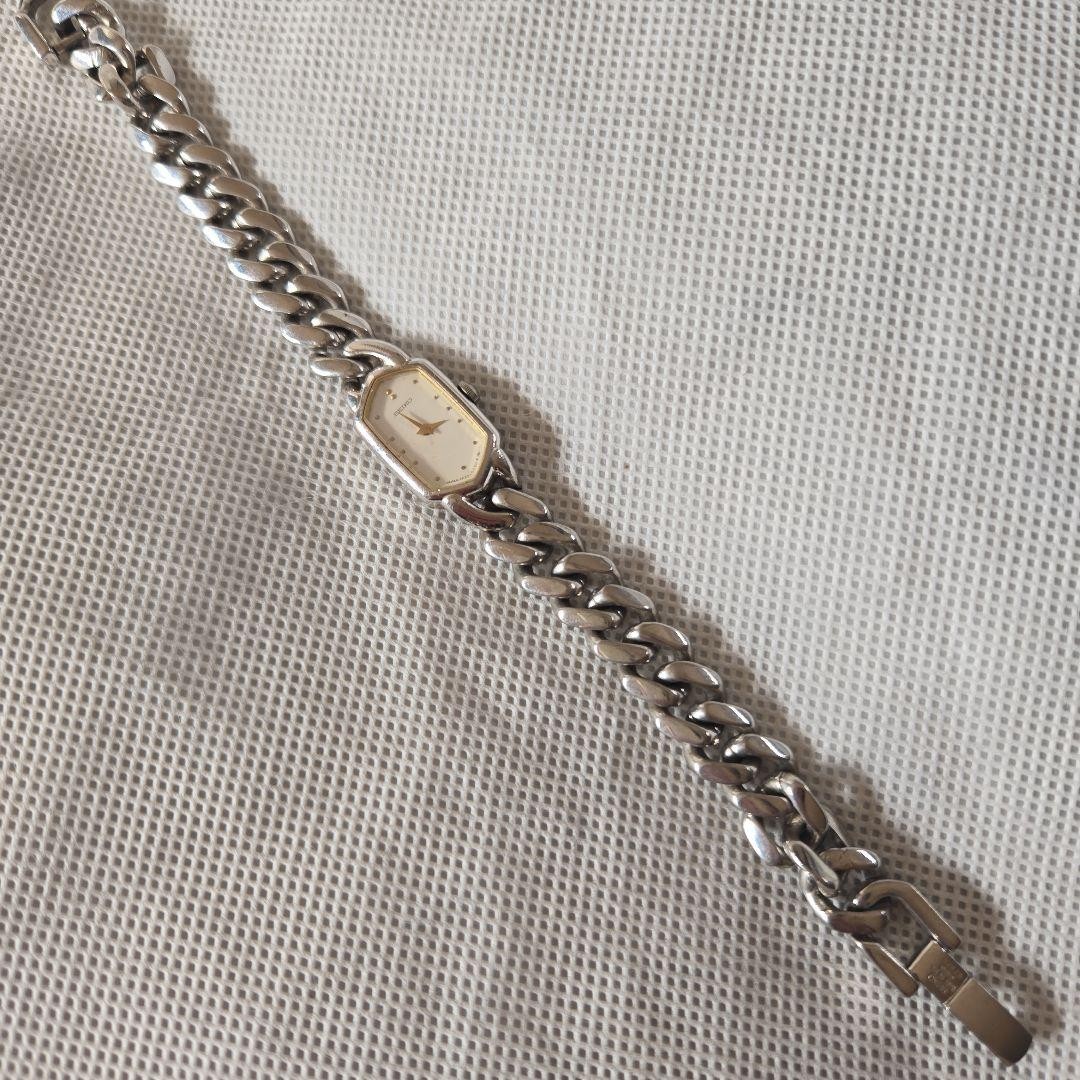 Junk Seiko Ladies Watch Silver Chain Bracelet White Dial 13.2mm Vintage