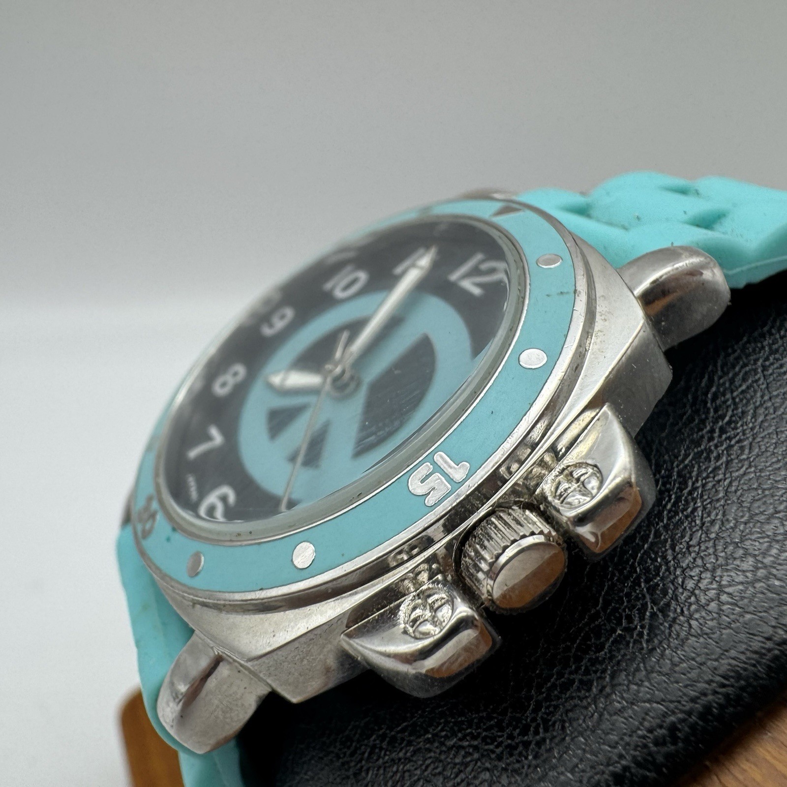 Blue BORA PEACE SIGN WATCH SILICONE BAND STAINLESS STEEL