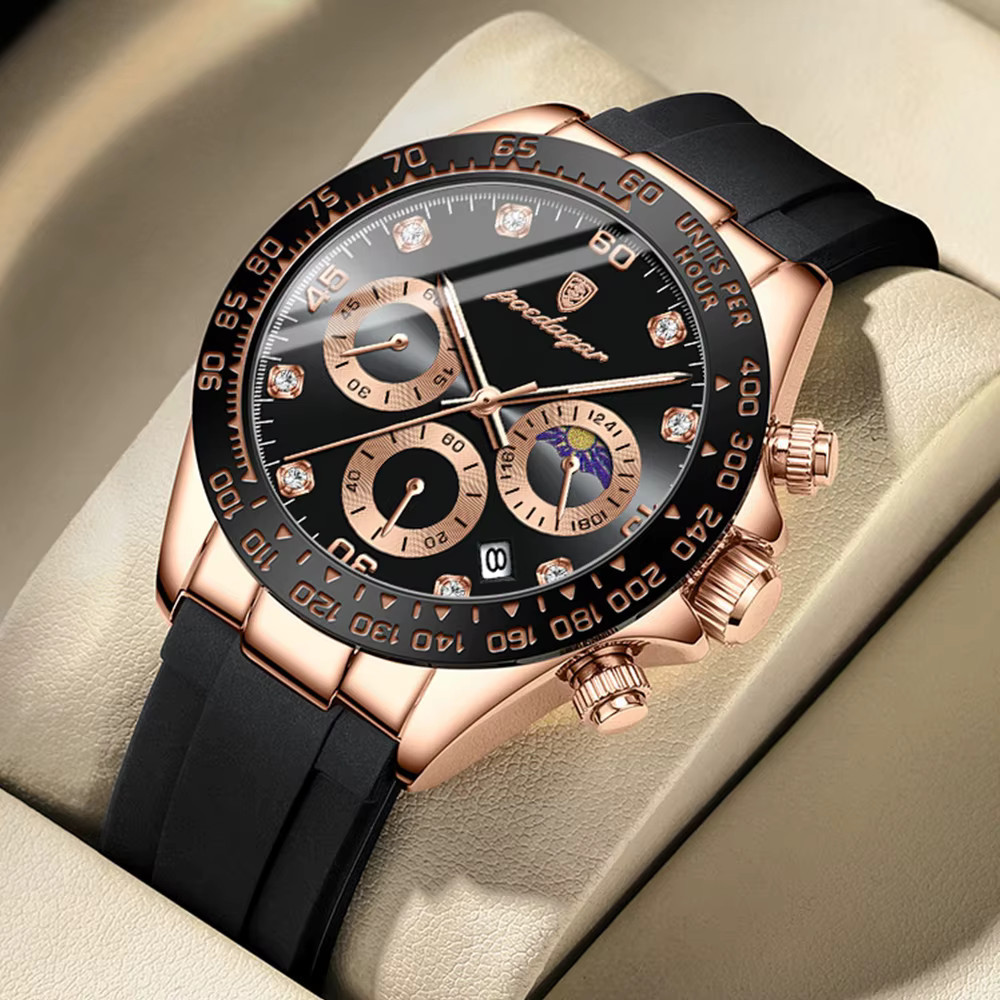 POEDAGAR Men’s Quartz Watch Chronograph Waterproof Daytona Date U.S. SHIP