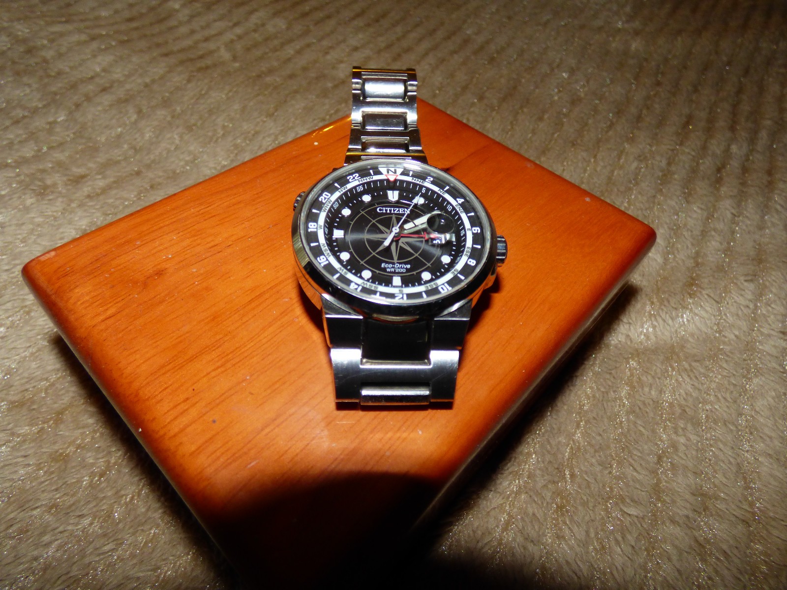 CITIZEN ECO-DRIVE ENDEAVOUR GMT BLACK WHITE DIAL MENS WATCH. BJ7140-53E