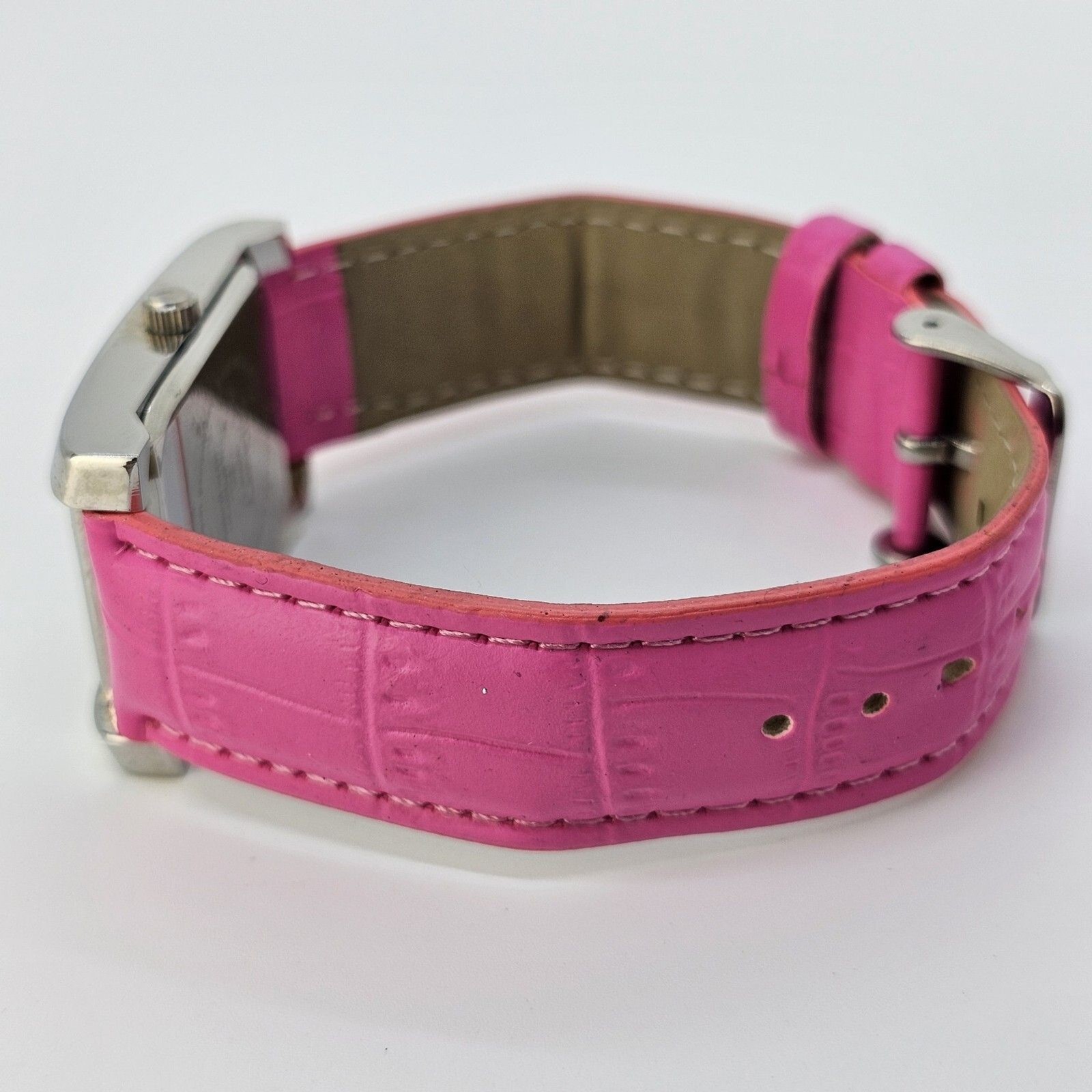 Minnie Mouse Women’s Watch 26MM White Dial Pink Leather Band Straps New Battery