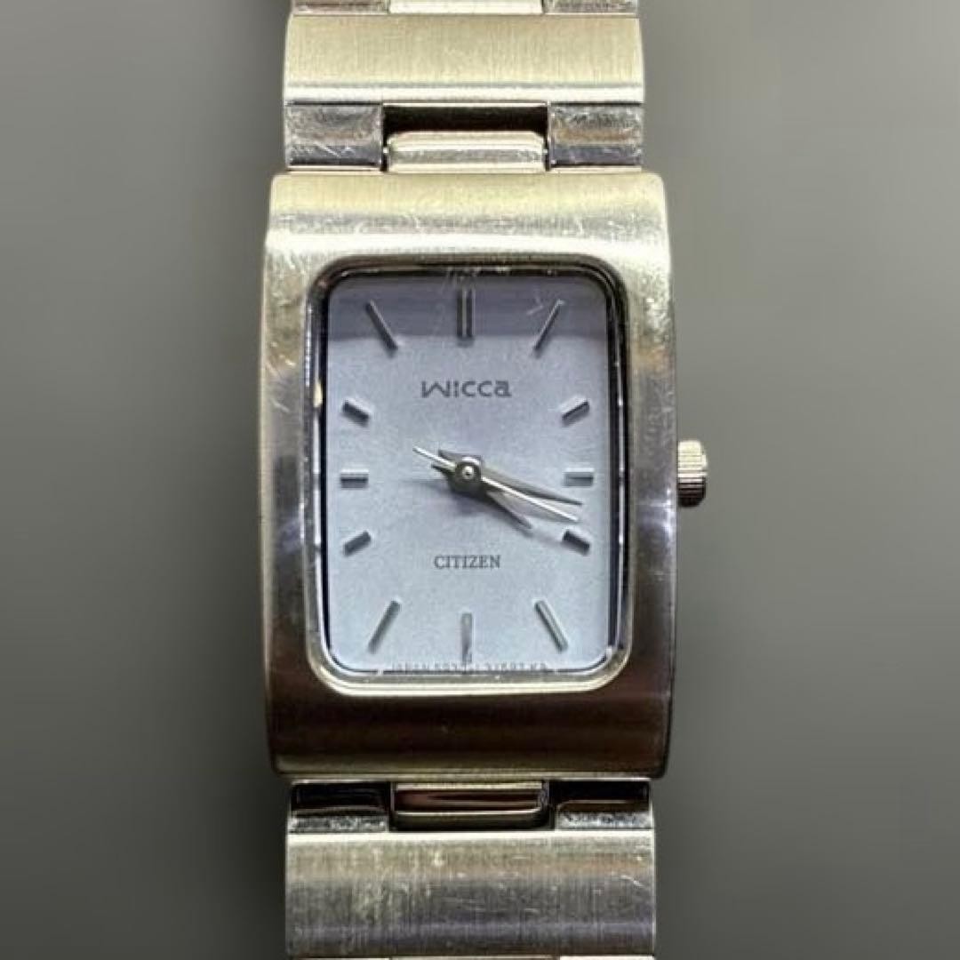 [Rare Item] CITIZEN wicca Square-shaped Watch, Blue Quartz, Made in Japan