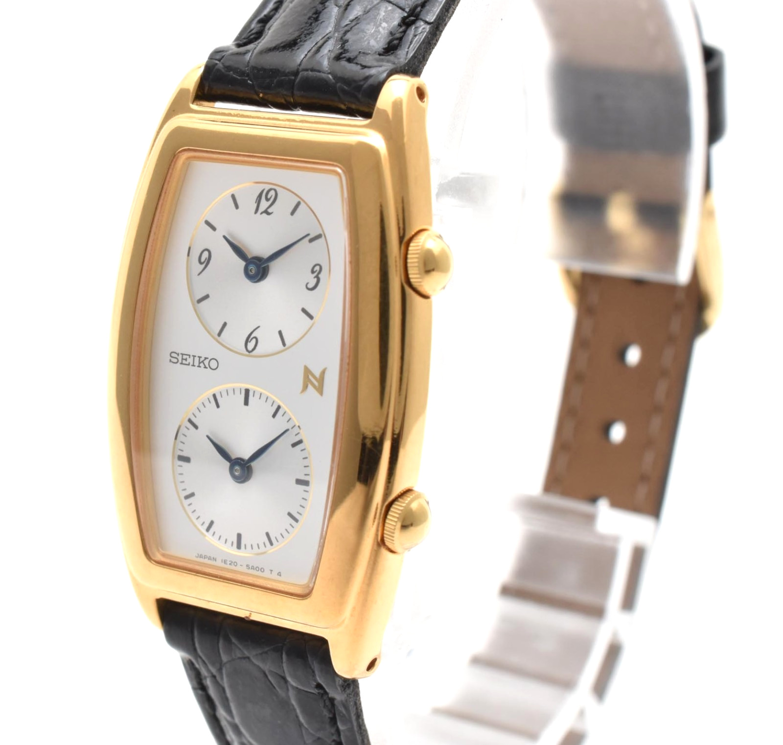 Vintage SEIKO Noie 1E20-3A00 21mm Dual Time Gold Quartz Women’s Watch JAPAN