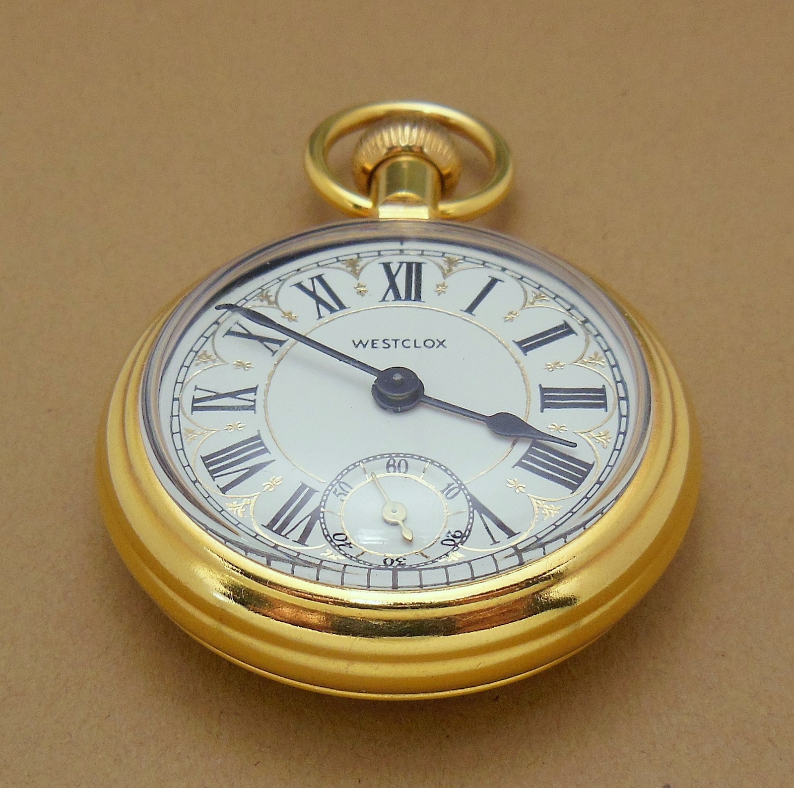 VTG Westclox ‘The Conductor’ Train Themed Mechanical Pocket Watch w/ Chain Runs