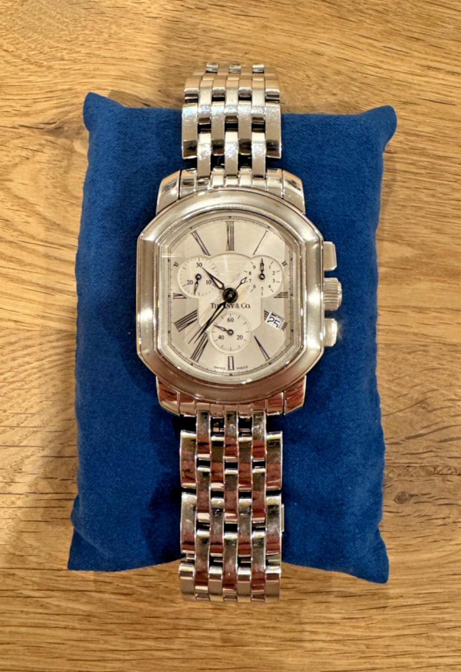 AUTHENTICATED Tiffany & Co Mark Coupe Chronograph Watch, Stainless Steel Quartz