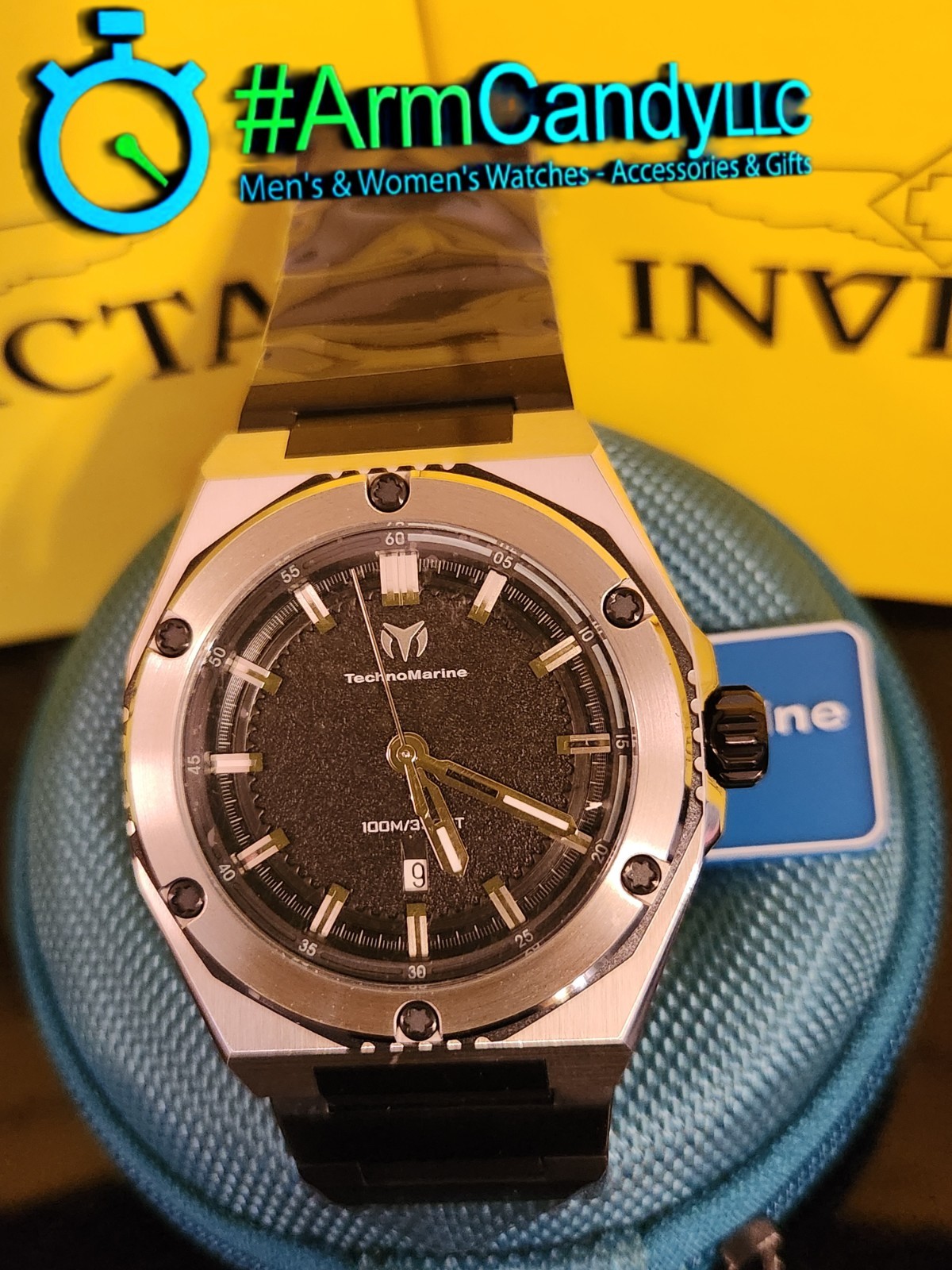 NEW Two-Tone 45mm Men’s Techno Marine Coral Legacy Black & Grey FREE TRAVEL CASE