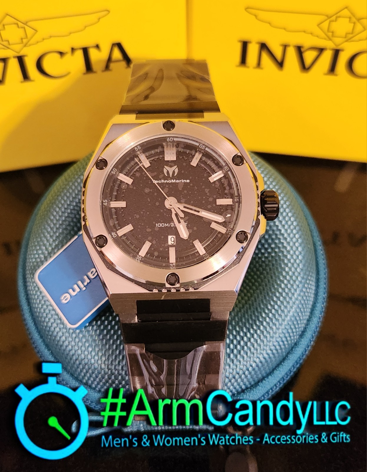 NEW Two-Tone 45mm Men’s Techno Marine Coral Legacy Black & Grey FREE TRAVEL CASE