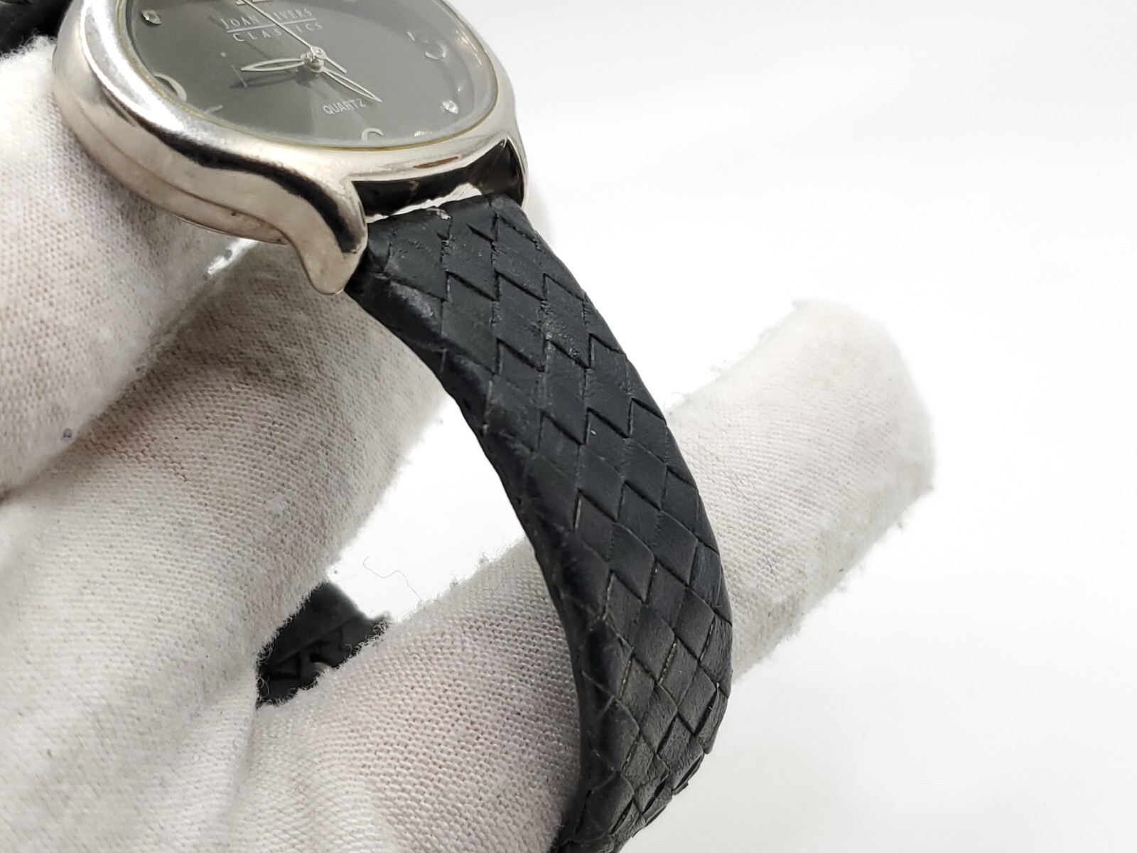 Joan Rivers Classics Quartz Womens Watch New Battery Silver Tone Black Dial 39mm