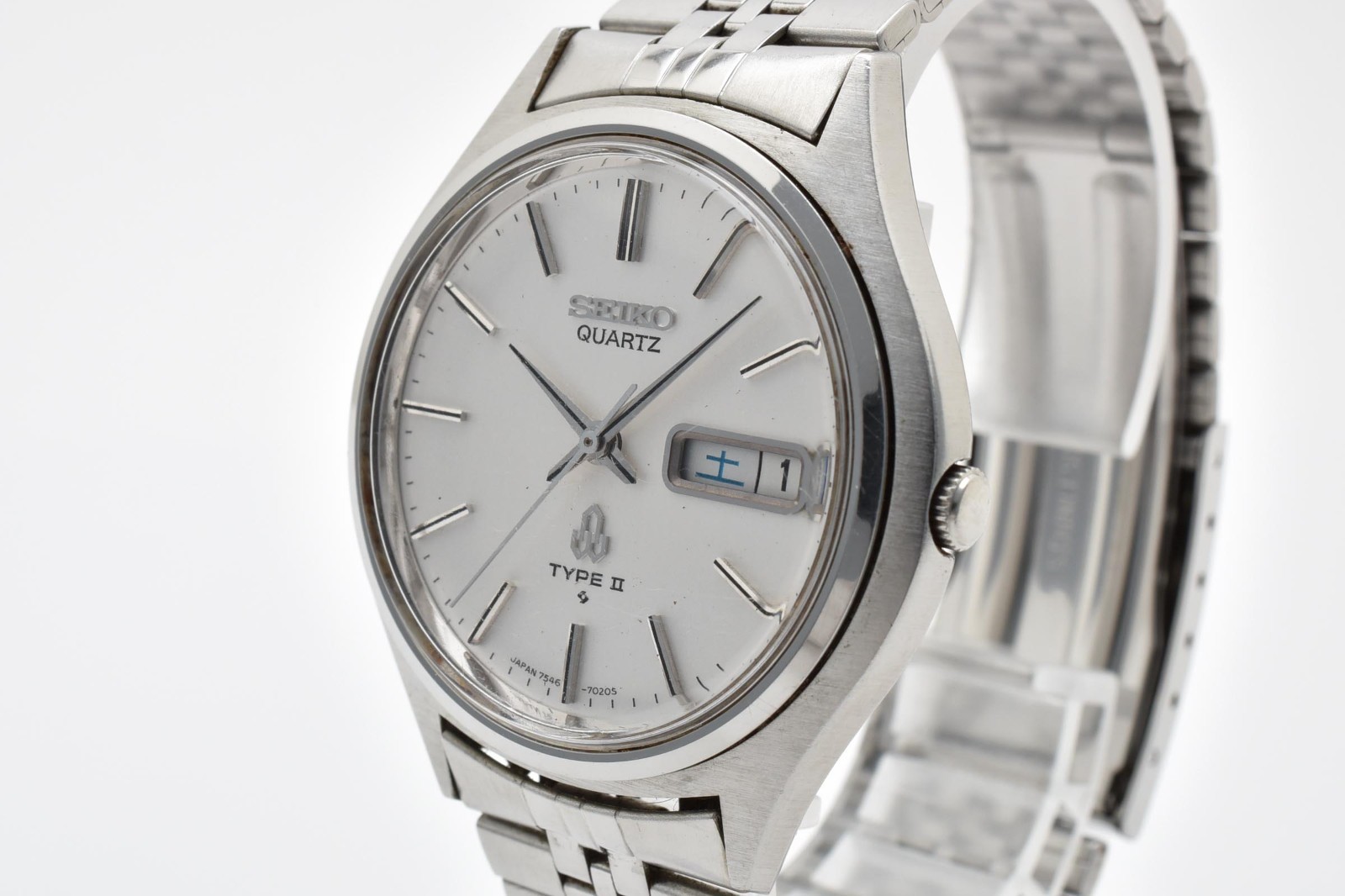 [Exc+5] Vintage SEIKO Type II 7546-7010 Quartz Men’s Watch 6.50inc From JAPAN