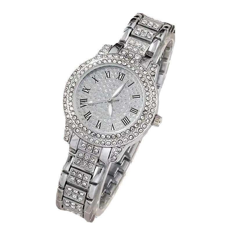 LP09 Luxury Women’s Quartz Watch Full Diamond Roman Numeral Bracelet 32mm