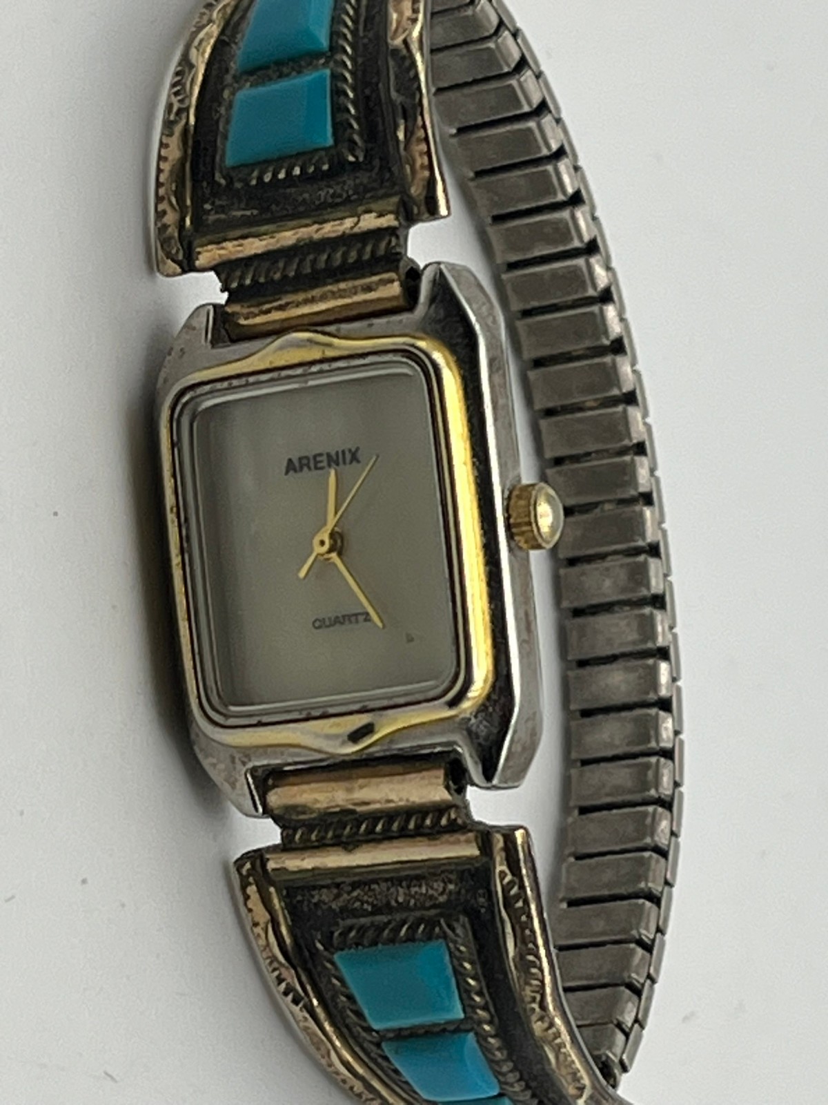 VTG Arenix Watch With Southwestern Design Sterling Silver & Gold Filled Band STC