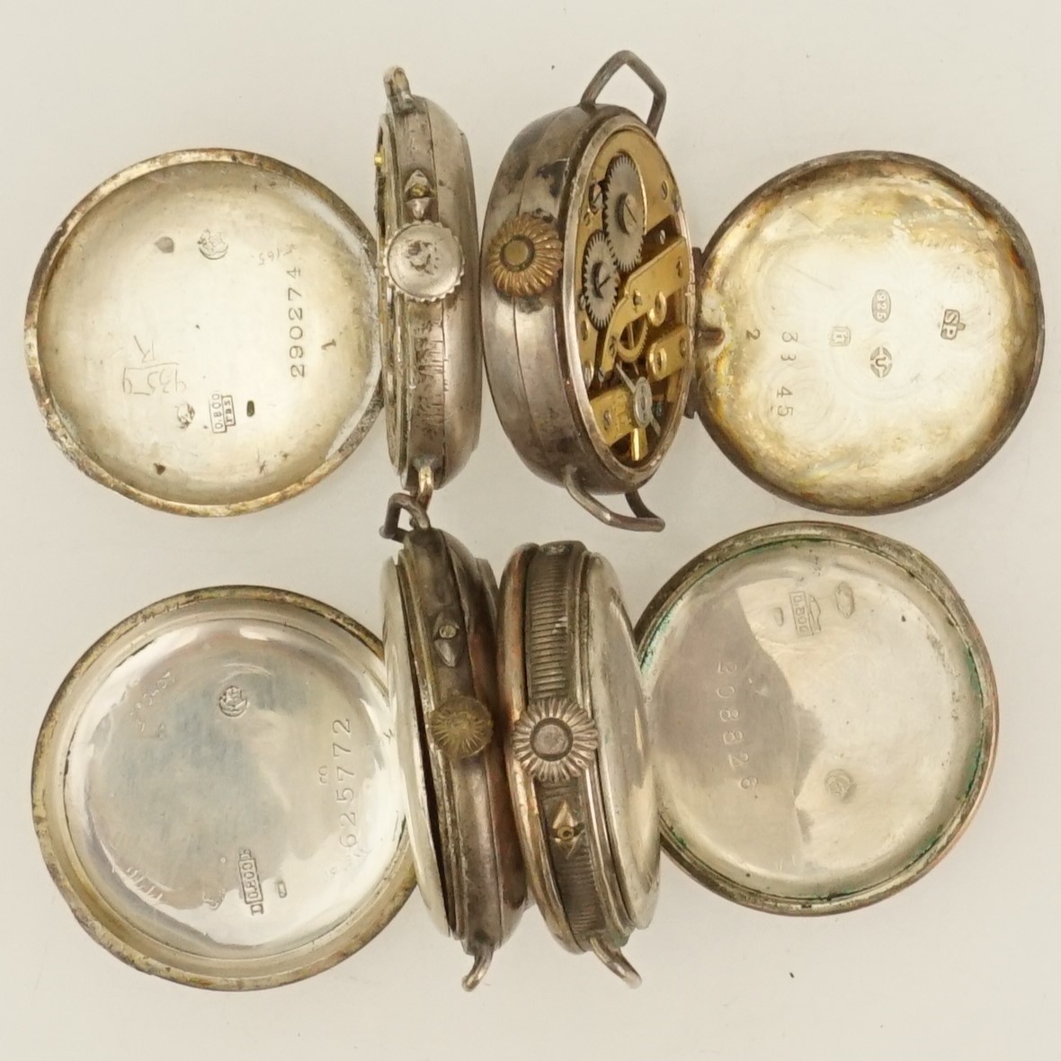 4x Silver Pocket Watch no fusee duplex gold pl wrist repeater chronograph scrap