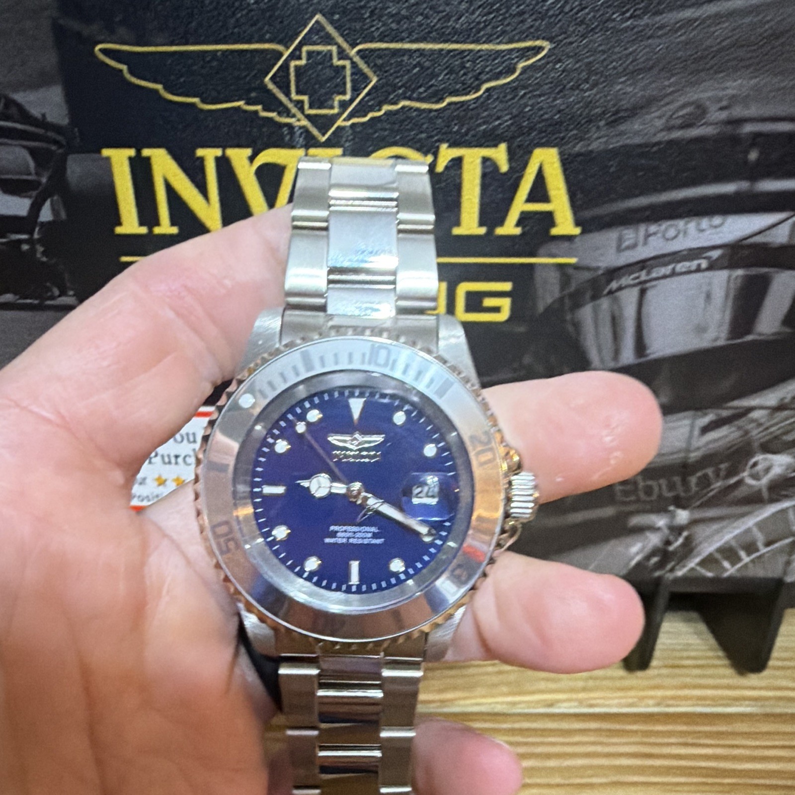 Invicta Pro Diver Men’s Quartz Blue Dial Date Steel Bracelet 40-43.9mm 200m