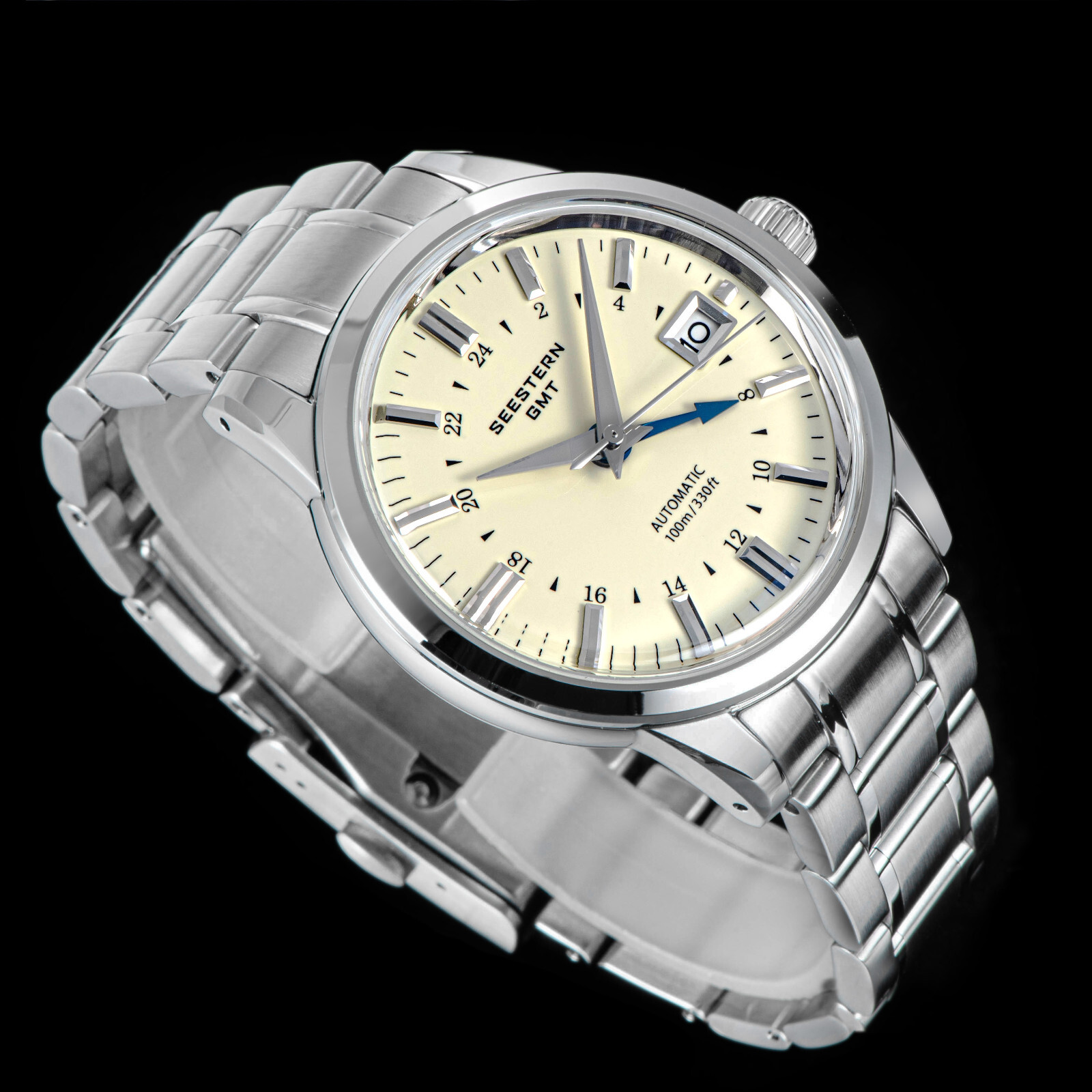 Seestern GMT S446.BS Sapphire Crystal Mechanical Mens NH34 Watch SEAGULL 1963
